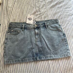 Princess Polly Nickei Nique  Denim Mini Skirt Light Wash 12 NWT NEW